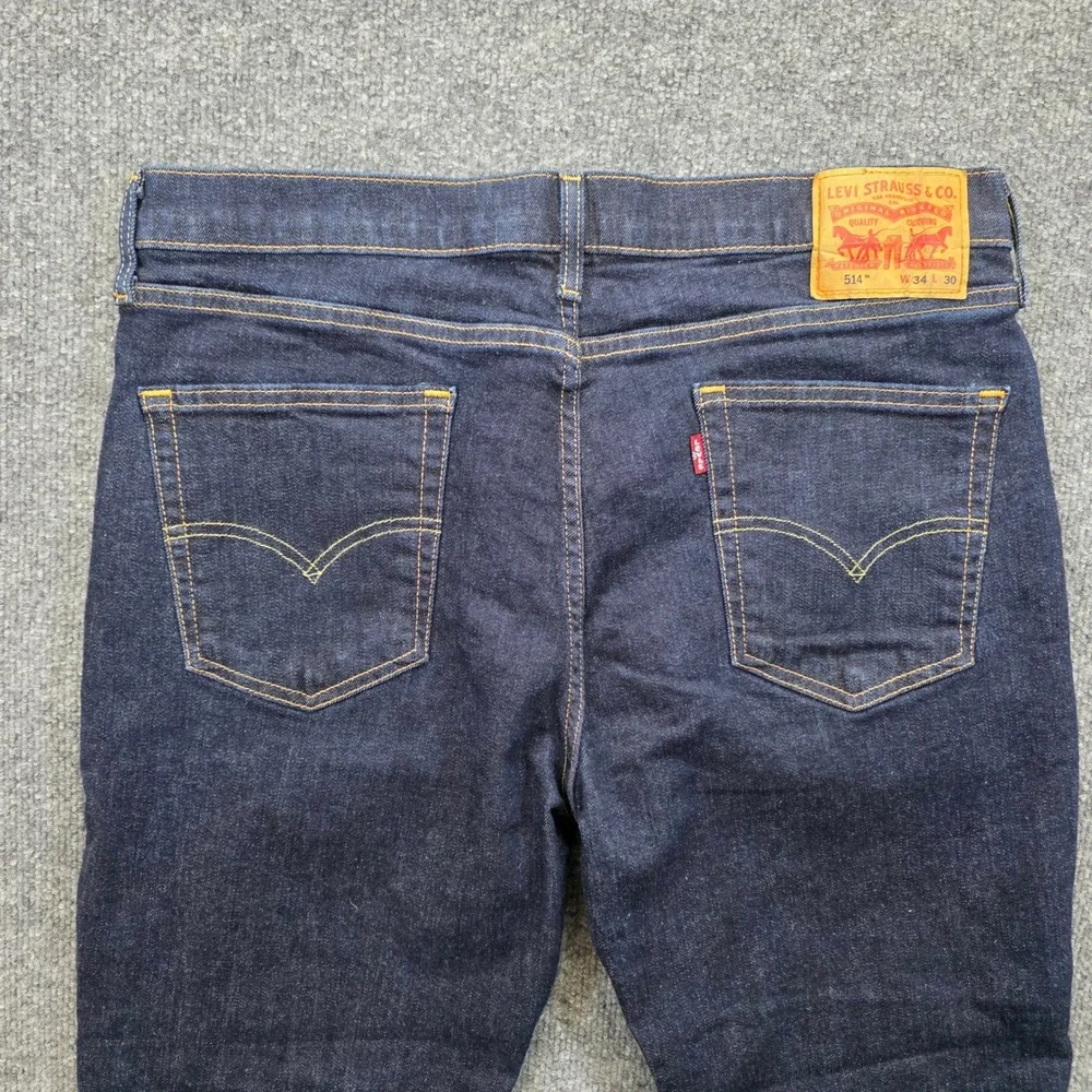 Levi 514 Jeans Mens‎ W34 L28 Blue Denim Dark Wash Straight Leg Casual 514-1325